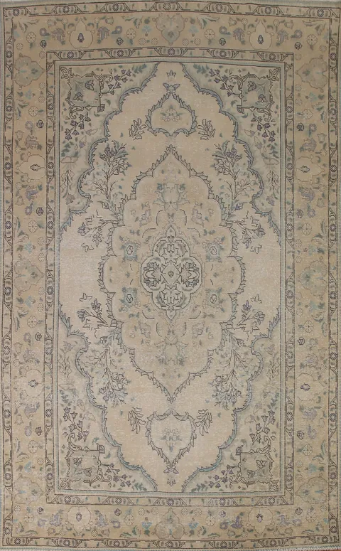 Distressed Tabriz Persian Area Rug 6x10