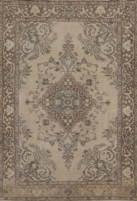 Distressed Tabriz Persian Area Rug 7x9