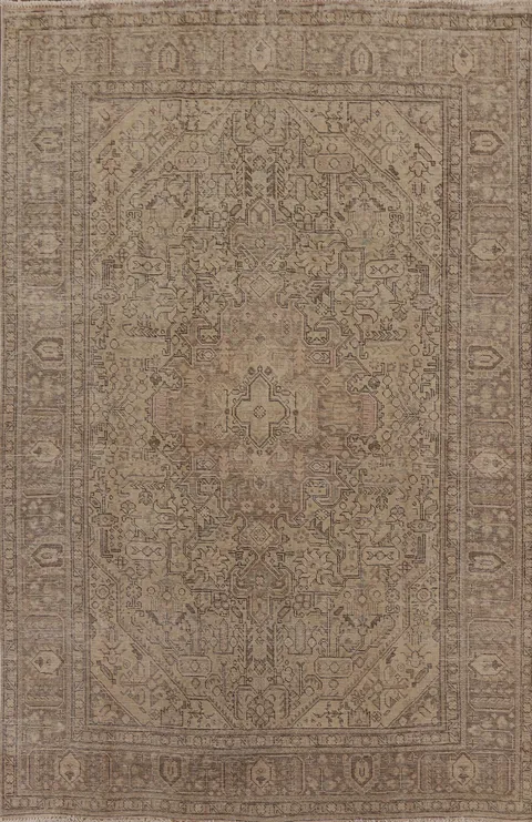 Geometric Wool Tabriz Persian Area Rug 7x9