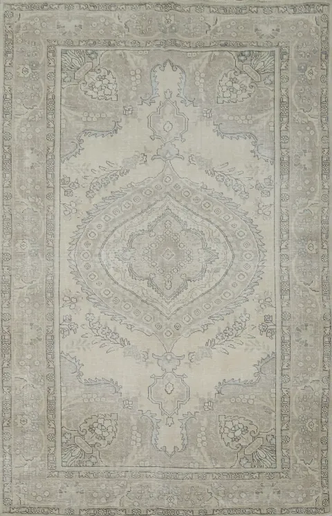 Distressed Muted Tabriz Persian Area Rug 6x10