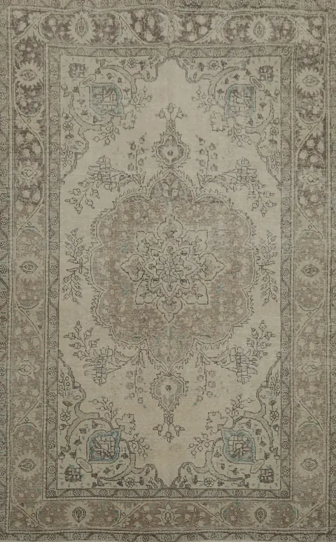Neutral Toned Tabriz Persian Area Rug 7x10 for Classic Home Decor