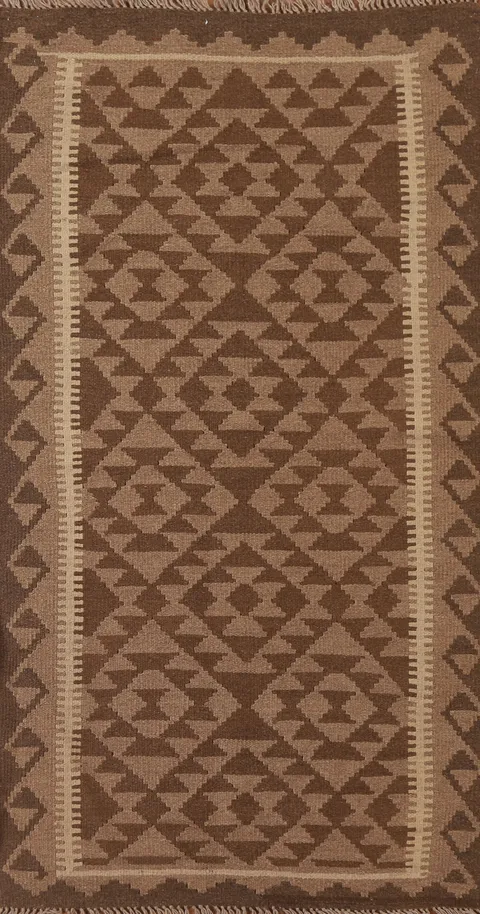 Brown Wool Kilim Oriental Area Rug 3x6