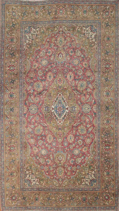 Antique Kashan Vegetable Dye Persian Area Rug 6x10