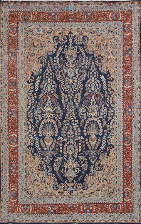 Floral Kashan Persian Area Rug 6x9 SIGNED