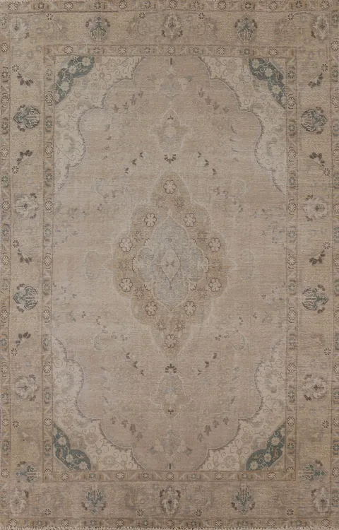 Vintage Distressed Tabriz Persian Area Rug 6x9