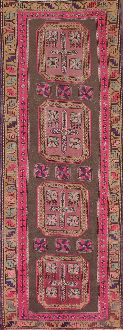 Geometric Ardebil Persian Runner Rug 4x11