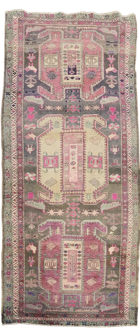 Vintage Meshkin Persian Runner Rug 4x10