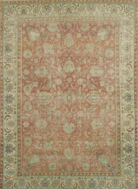 Traditional Vintage Distressed Tabriz Persian Large Rug 9x13