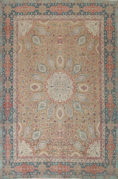 Signed Vegetable Dye Tabriz Persian Area Rug 10x13