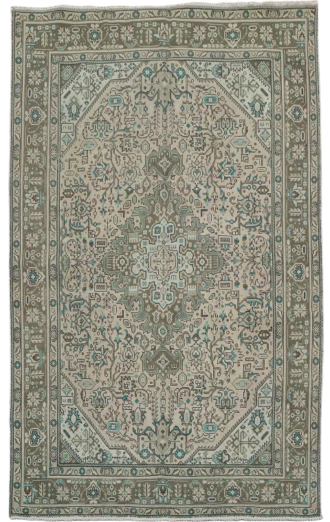 Geometric Tabriz Persian Area Rug 6x9