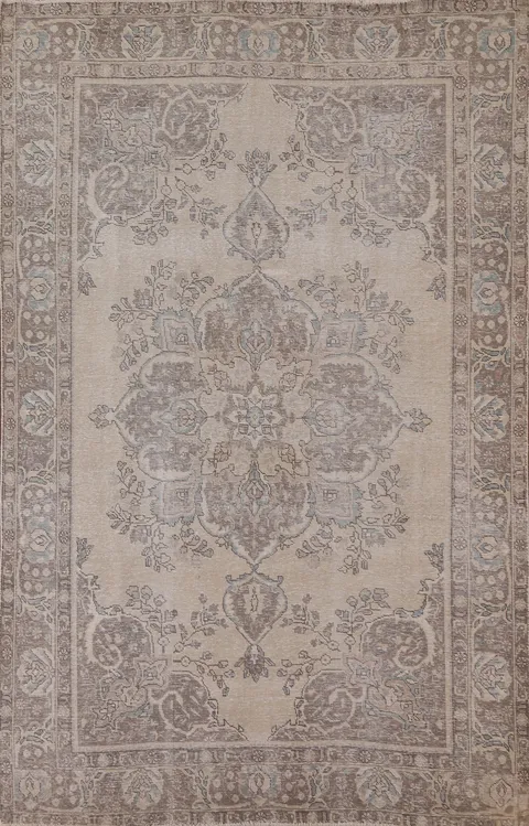 Geometric Wool Tabriz Persian Area Rug 6x10