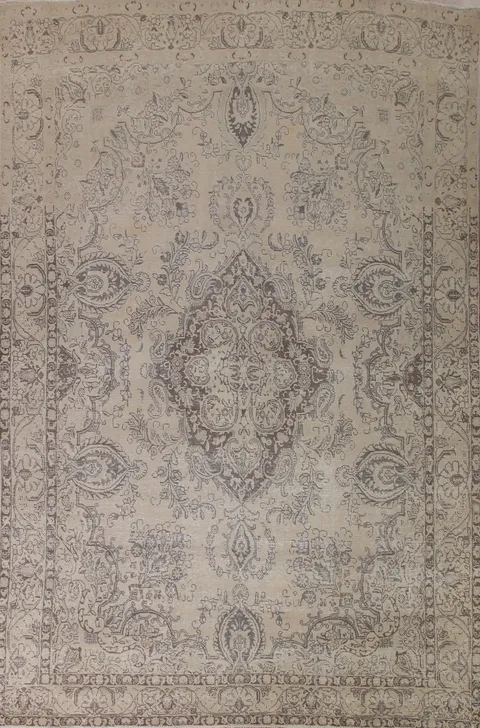 Distressed Wool Tabriz Persian Area Rug 9x12