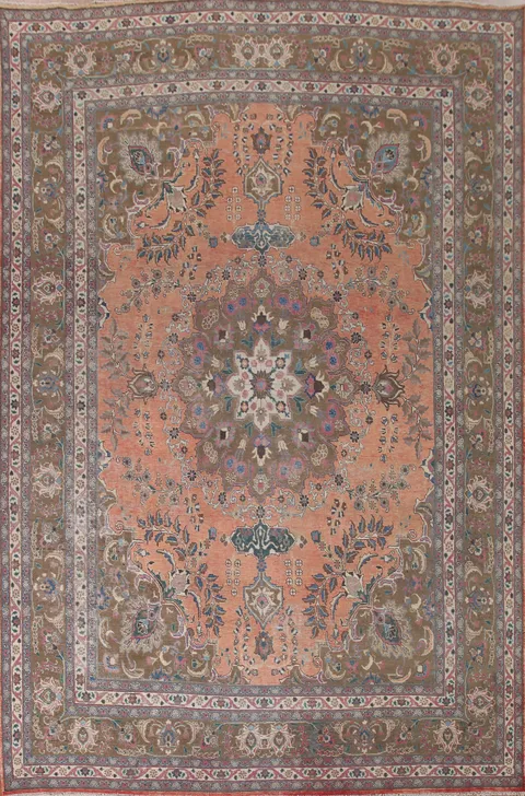Coral Handmade Mashad Persian Area Rug 10x13