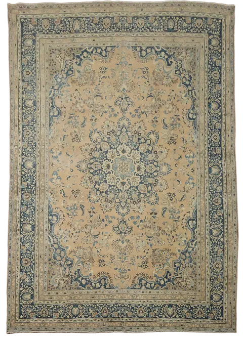 Traditional Coral Peach Vintage Mashad Persian Wool Area Rug 9x12