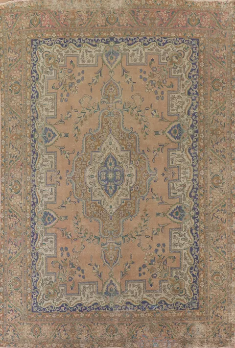 Distressed Tabriz Persian Area Rug 10x13