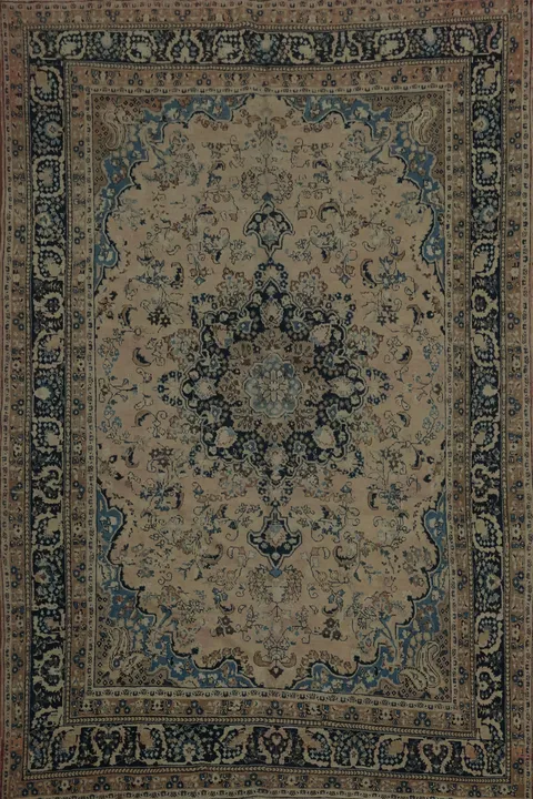 Traditional Mashad Persian Area Rug 9x12 with Detailed Floral Patterns