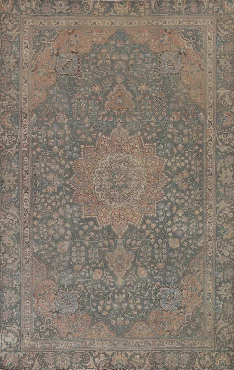 Green Wool Tabriz Persian Area Rug 6x9