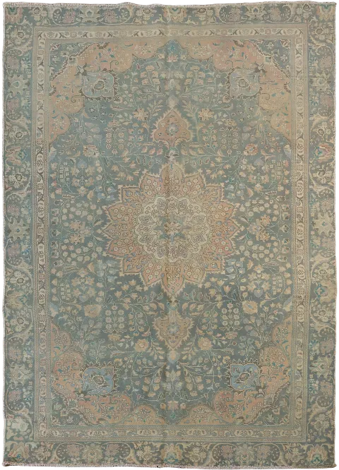 Green Wool Tabriz Persian Area Rug 6x9