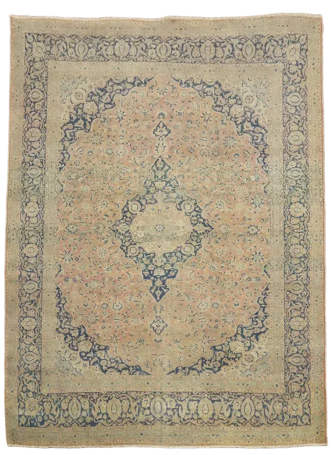 Distressed Kashan Persian Wool Area Rug 10x13