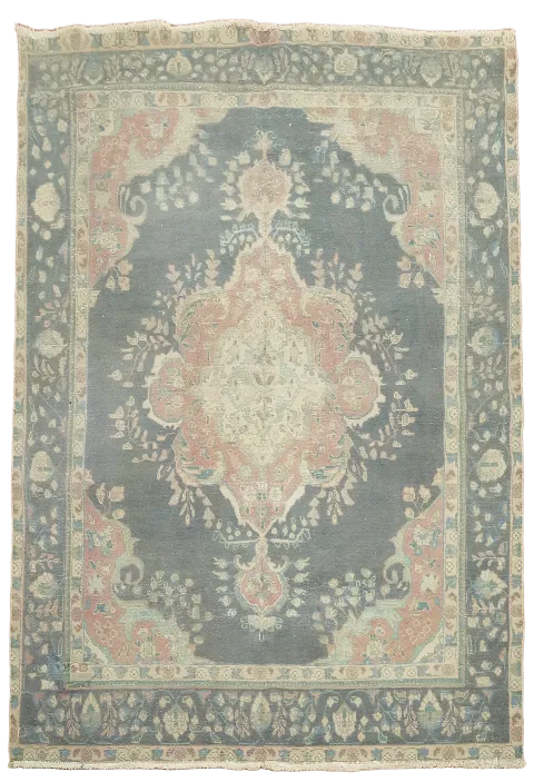 Distressed Over-Dyed Tabriz Persian Area Rug 6x9