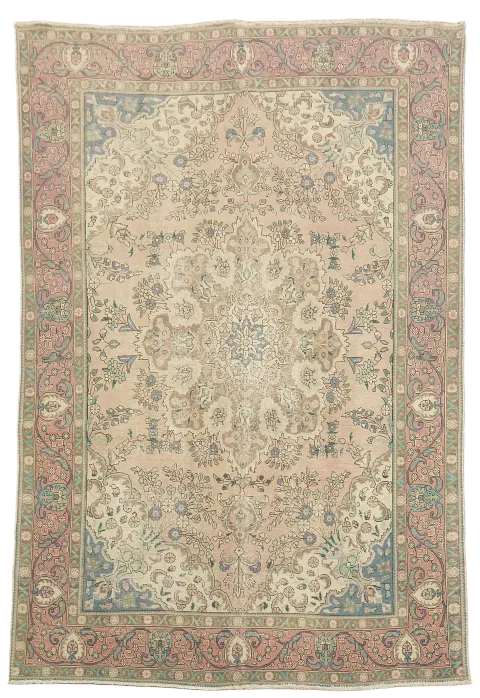 Vintage Wool Tabriz Persian Area Rug 9x13