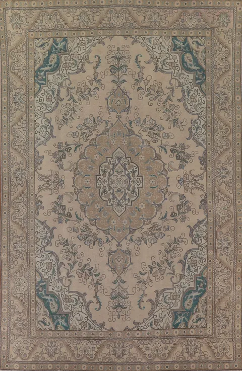 Geometric Tabriz Persian Area Rug 9x13