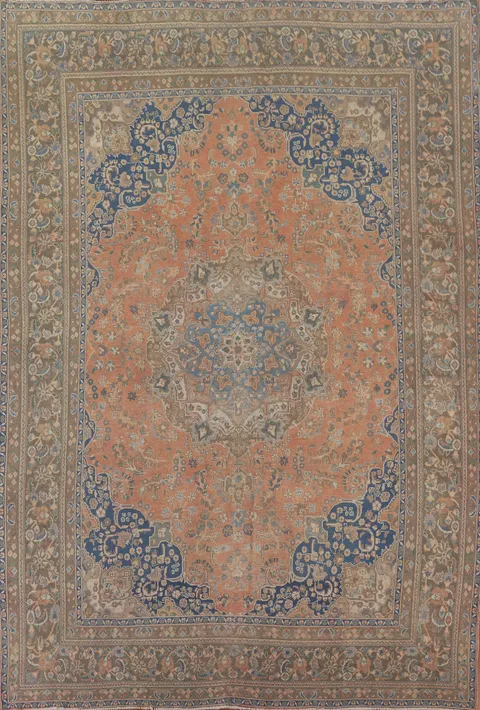 Distressed Mashad Persian Area Rug 10x13