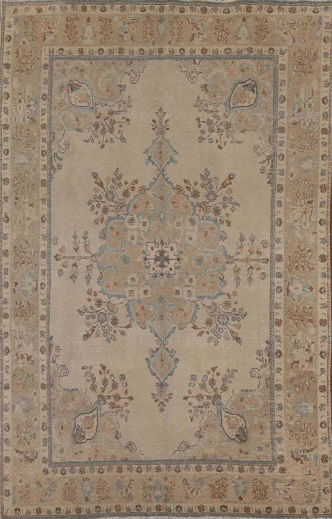 Vintage Wool Tabriz Persian Area Rug 6x10