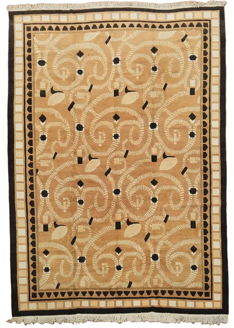 Art Deco Inspired Rug with Modern Swirl Design 11'x15'