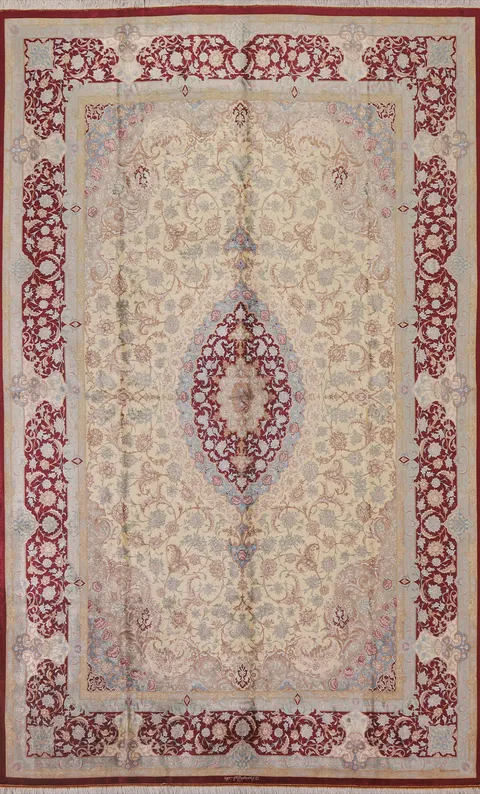 Traditional 100% Silk Signed Qum Persian Area Rug 6x10