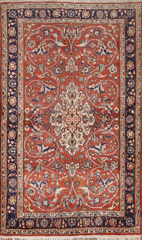 Vintage Qum Persian Area Rug 4x7