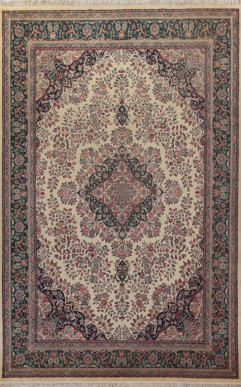 Vegetable Dye Kashan Wool Large Area Rug 10x14