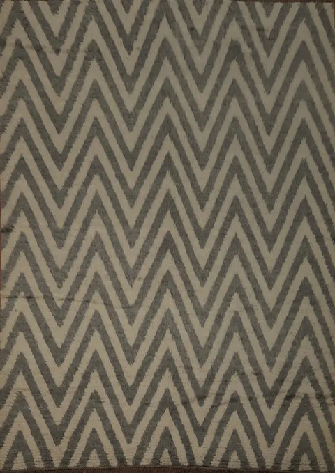 Chevron Moroccan Shaggy Wool Area Rug 8x9
