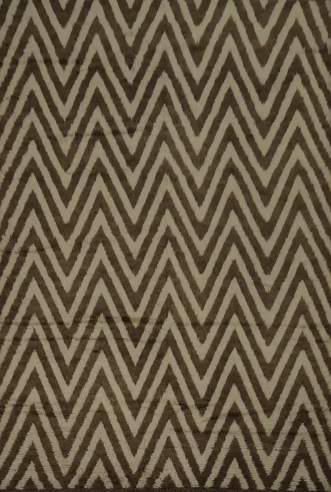 Chevron Moroccan Shaggy Area Rug 9x12 in Neutral Brown Tones