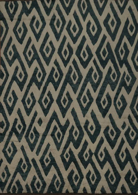 Ivory/ Blue Moroccan Shaggy Area Rug 8x10
