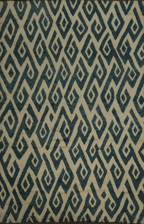 Ivory/ Blue Moroccan Shaggy Area Rug 9x11