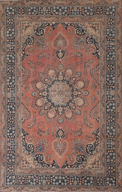 Distressed Mashad Persian Area Rug 6x9