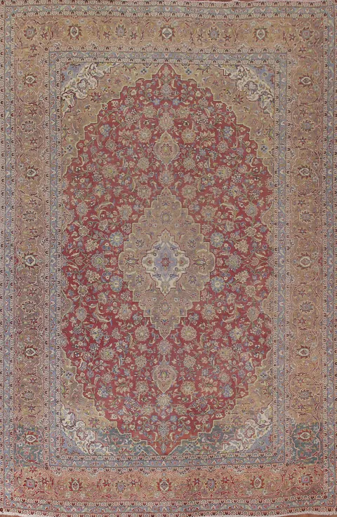 Antique Vegetable Dye Kashan Persian Area Rug 10x13