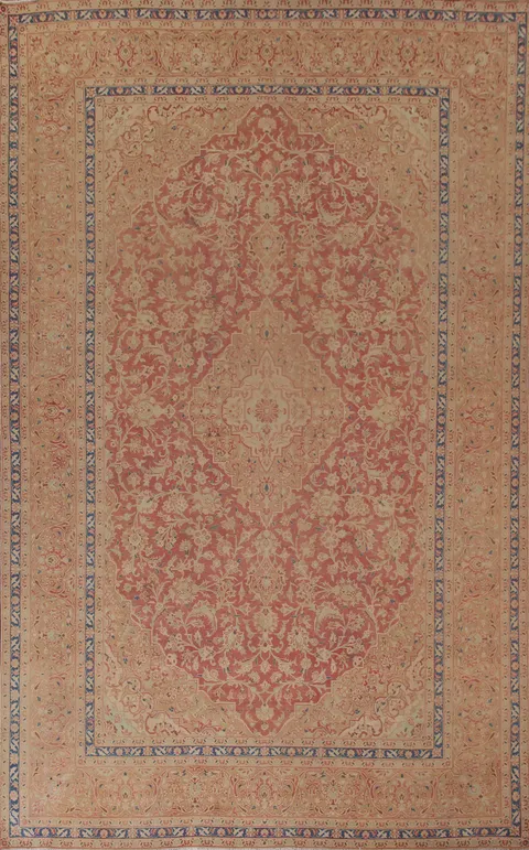 Antique Vegetable Dye Kashan Persian Area Rug 9x13