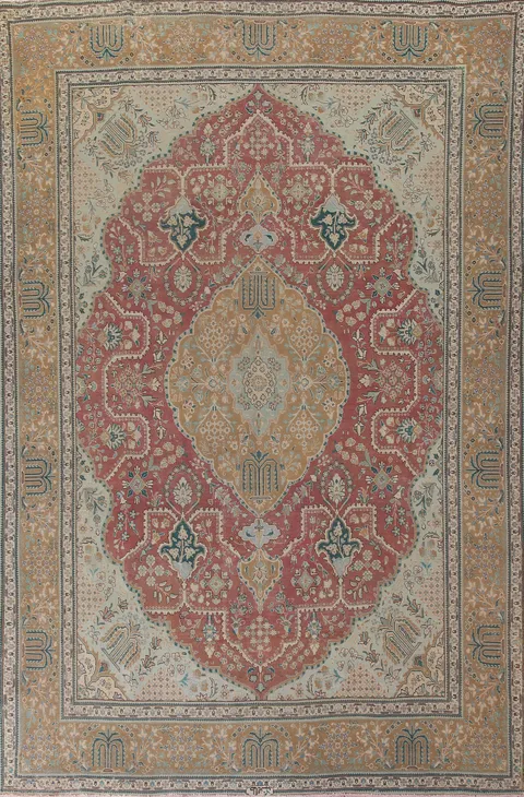 Vintage Tabriz Persian Area Rug 9x13