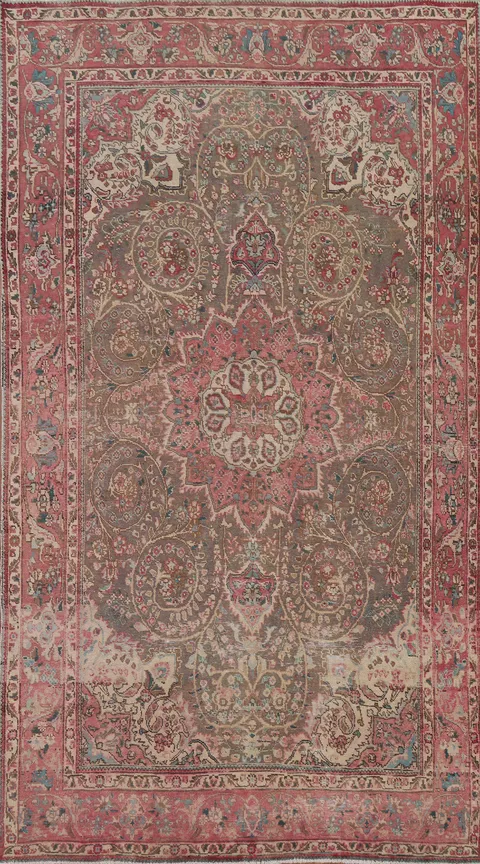 Distressed Mashad Persian Area Rug 6x11