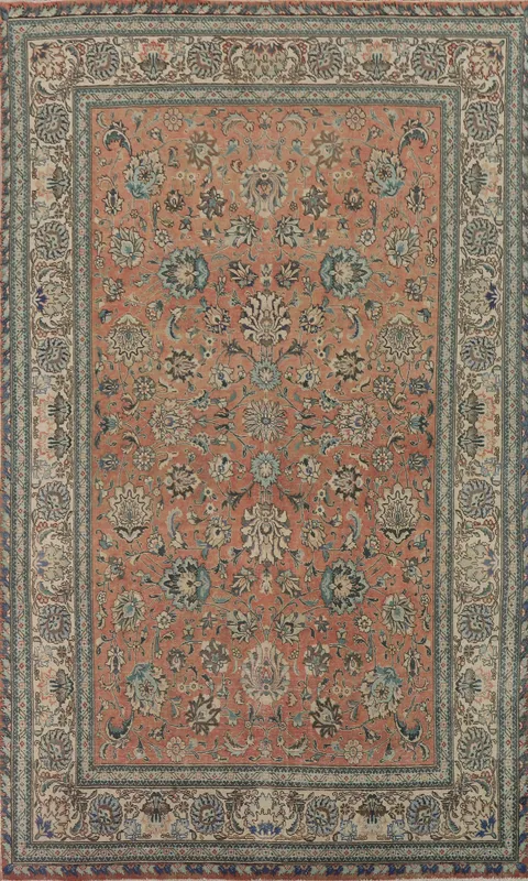 Vintage Floral Tabriz Persian Area Rug 7x11