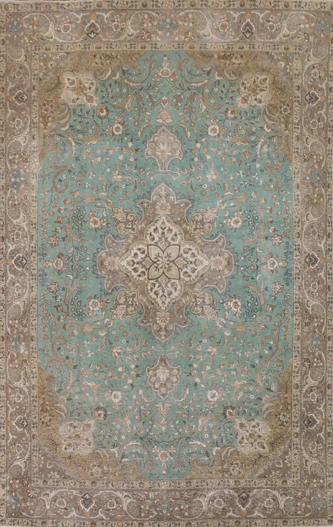 Green Over-Dyed Tabriz Persian Area Rug 8x11