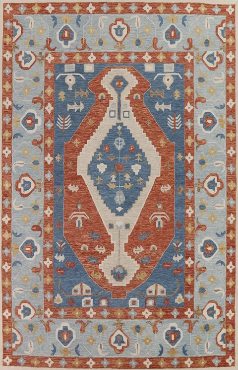 Blue Heriz Hand-Tufted Wool Rugs