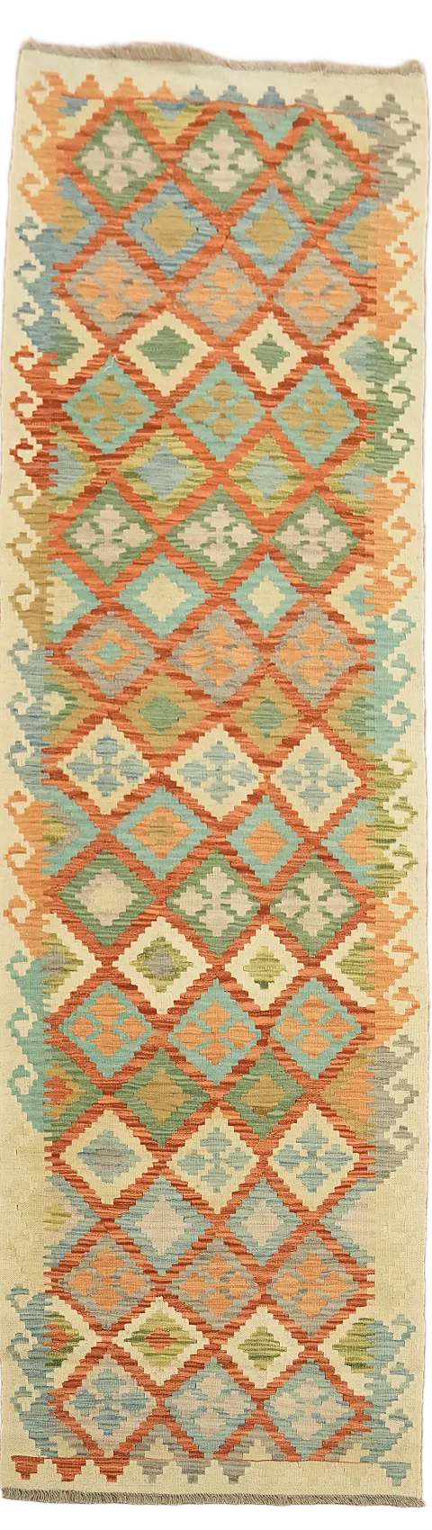 Kilim Reversible Wool Runner Rug 3x9