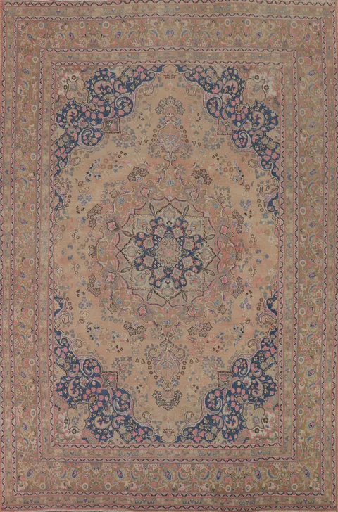 Handmade Wool Mashad Persian Area Rug 9x12