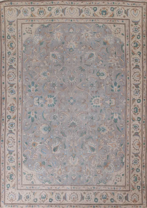 Gray Wool Tabriz Persian Area Rug 10x12