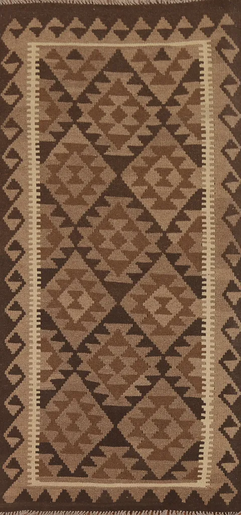 Reversible Wool Kilim Oriental Runner Rug 3x7