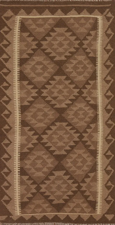 Kilim Reversible Wool Runner Rug 3x7