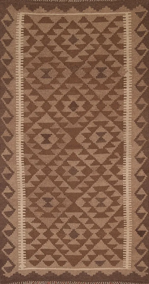 Kilim Reversible Wool Runner Rug 3x7